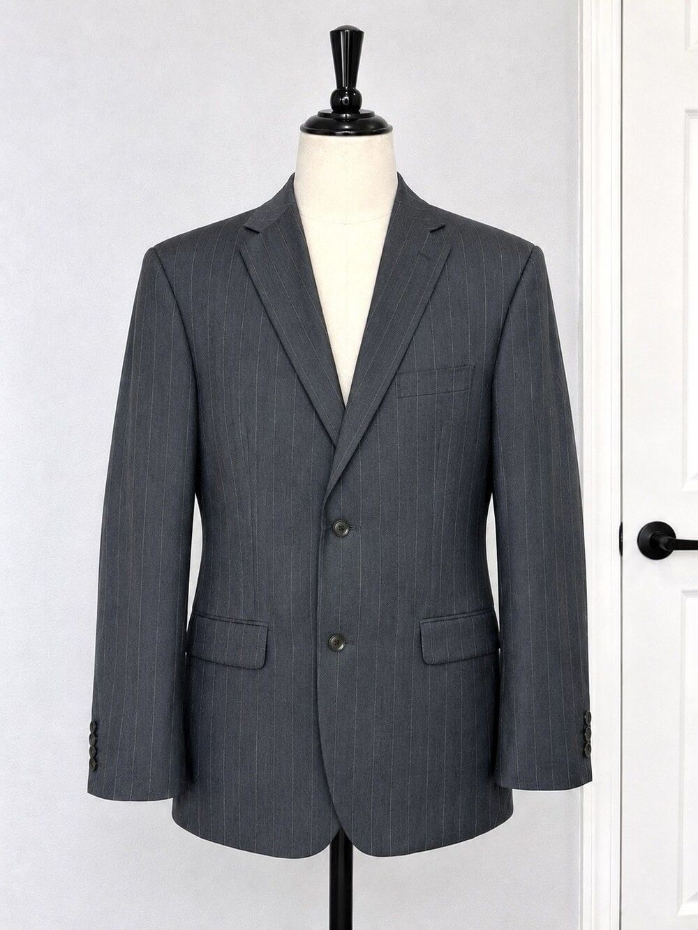 Hugo Boss Pasolini Movie Gray White Purple Pinstripe Virgin Wool Blazer Mens 40L